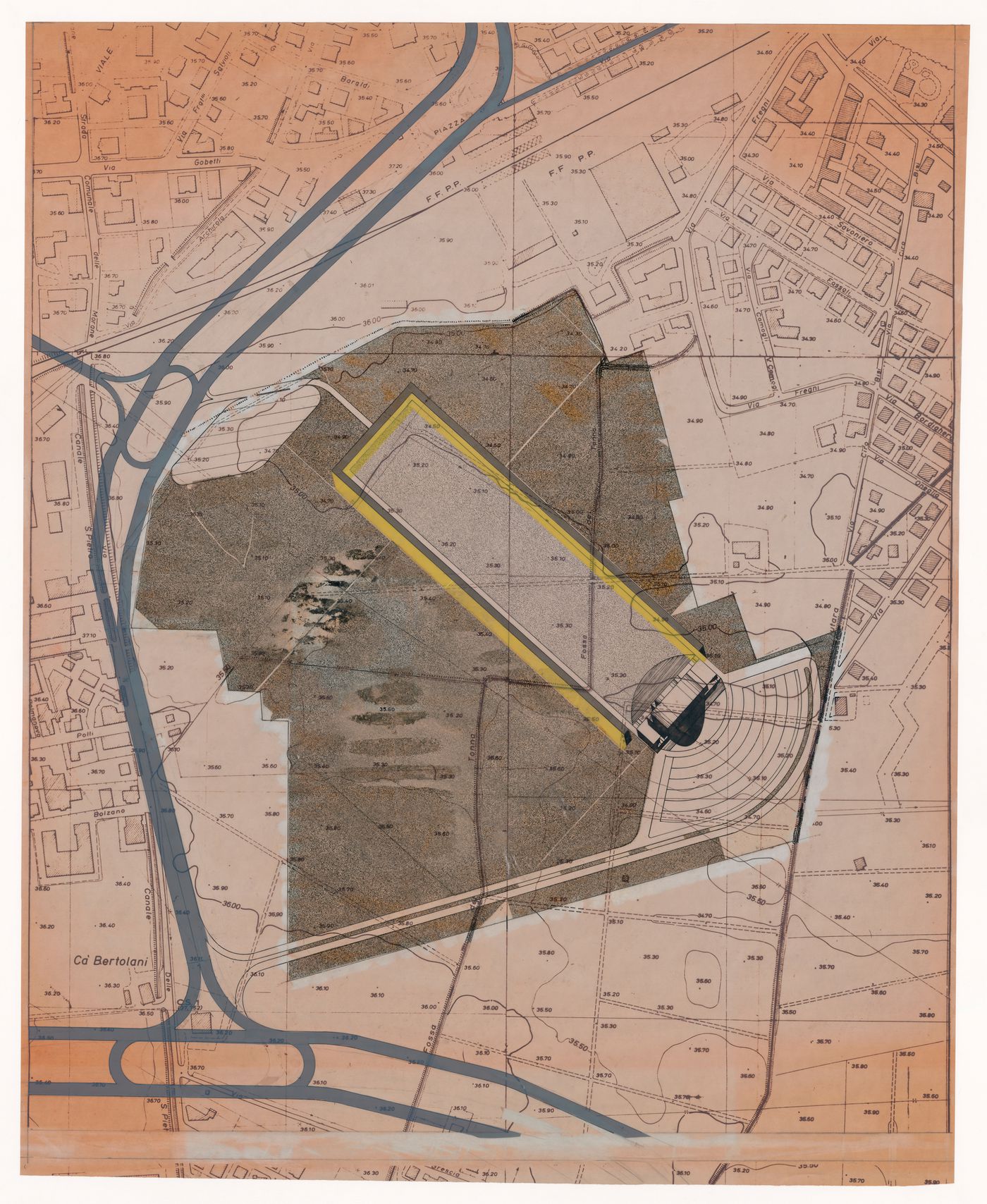 Site plan for Urban park competition, Modena, Italy