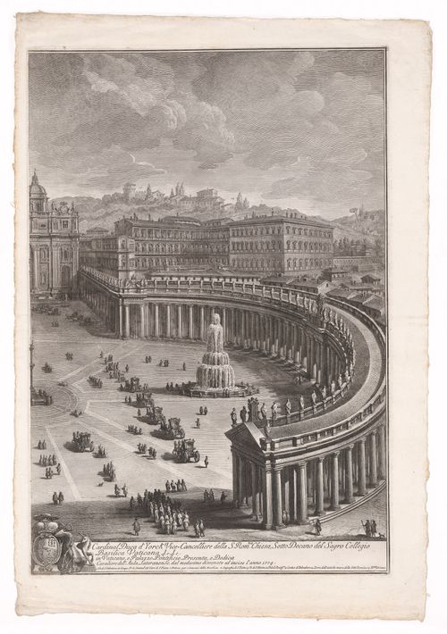 A view of the piazza and basilica of Saint Peter's, Rome
