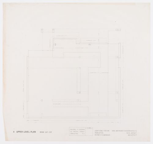 Upper level plan for Barenholtz Pavilion (House I), Princeton, New Jersey
