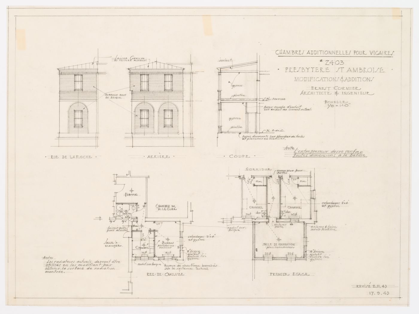 Détails des chambres, Presbytère Saint-Ambroise, Montréal, Canada (1926-1929)