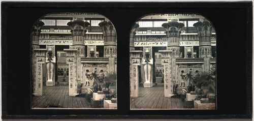 Interior view of Crystal Palace showing the Egyptian Court, London, England
