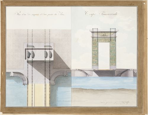 Plan and Transverse Section of a Pylon for a Proposed Suspension Bridge over the Neva River, Saint Petersburg.