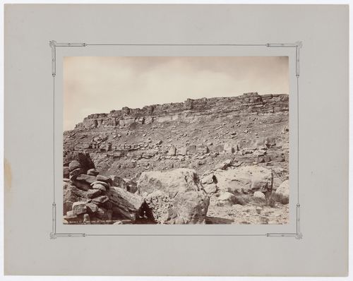 Distant view of Walpi on the First Mesa from below, Hopi Reservation, Arizona, United States