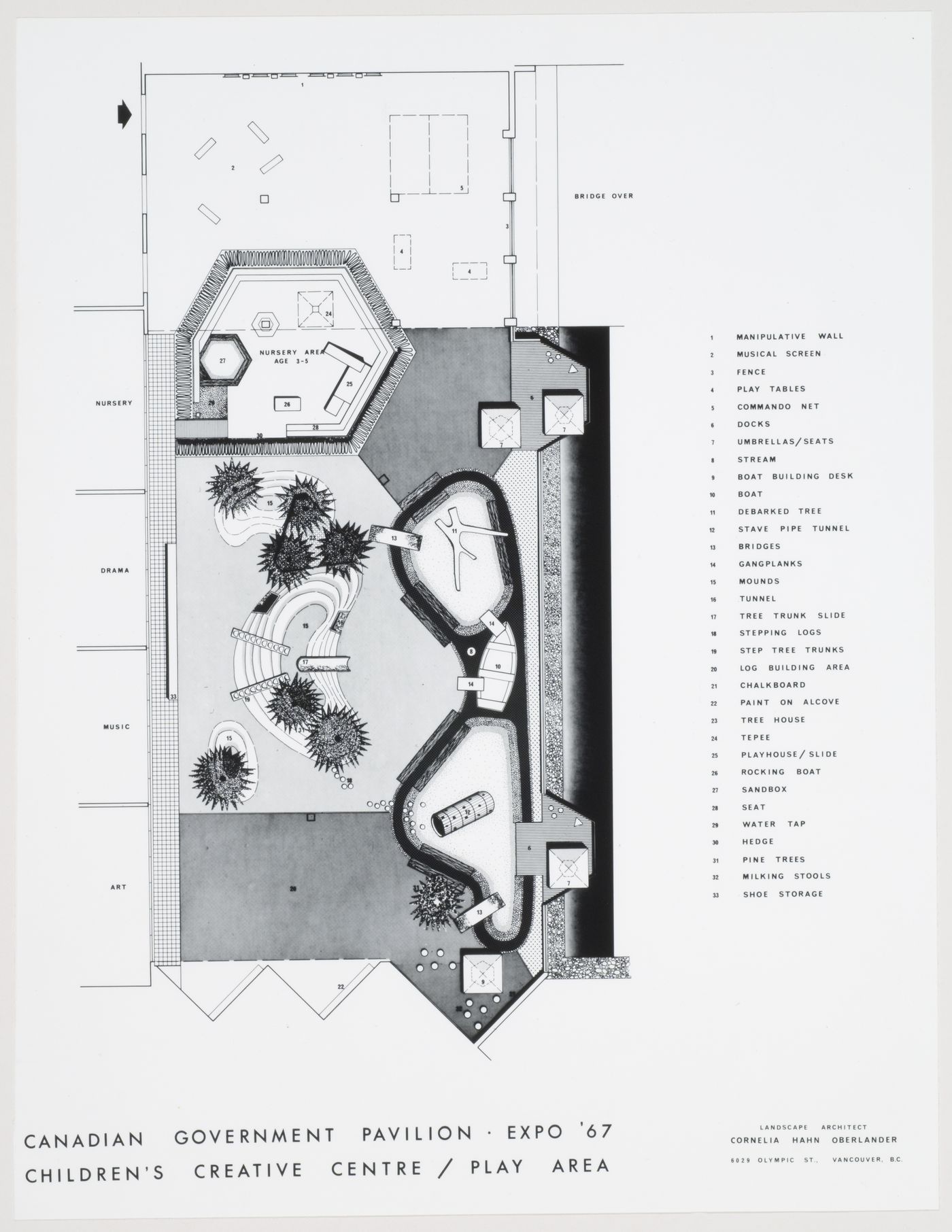 Presentation drawing for Children's Creative Centre Playground, Canadian Federal Pavilion, Expo '67, Montréal, Québec