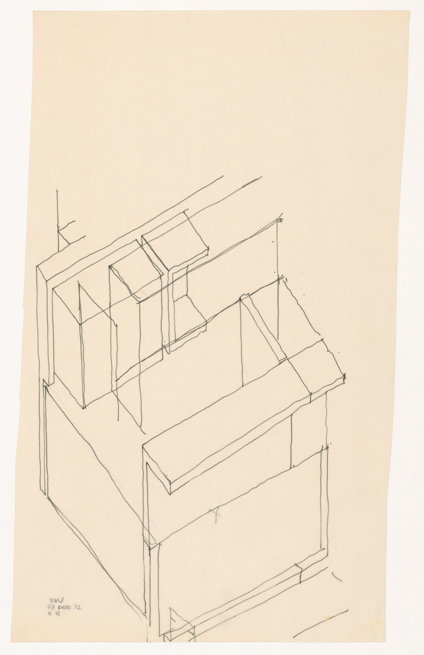 Sketch axonometric for House VI, Cornwall, Connecticut