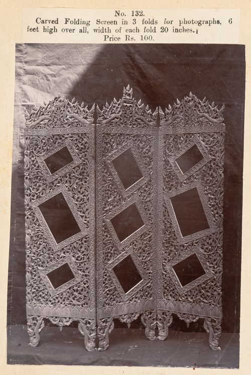 View of a screen, F. Beato Limited, C Road, Mandalay, Burma (now Myanmar)