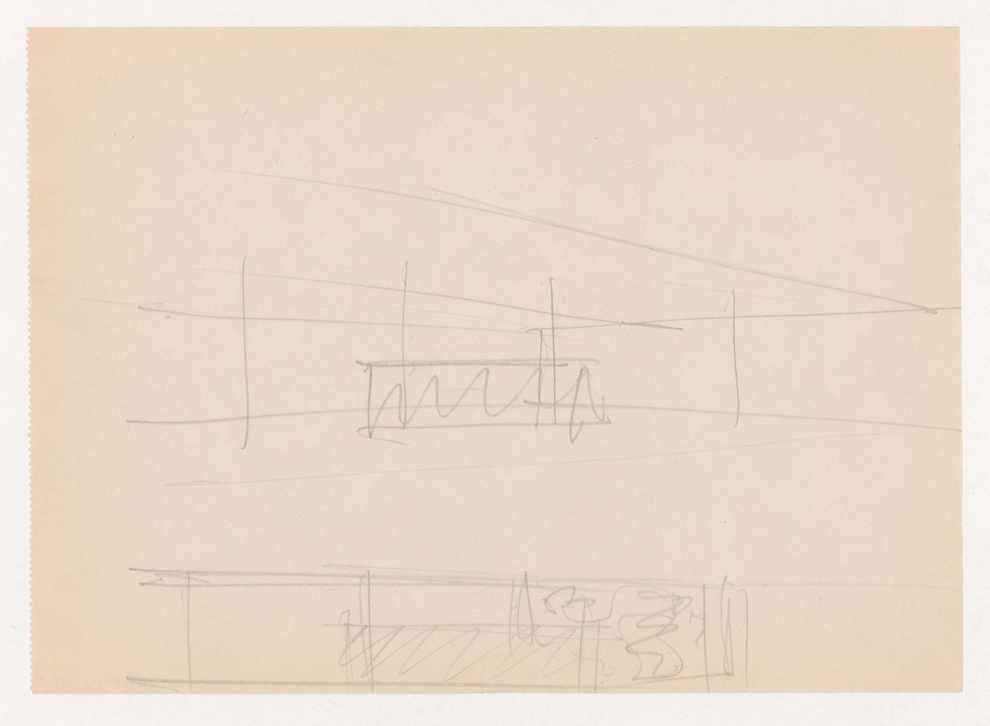 Perspective sketch and sketch elevation for Museum for a Small City