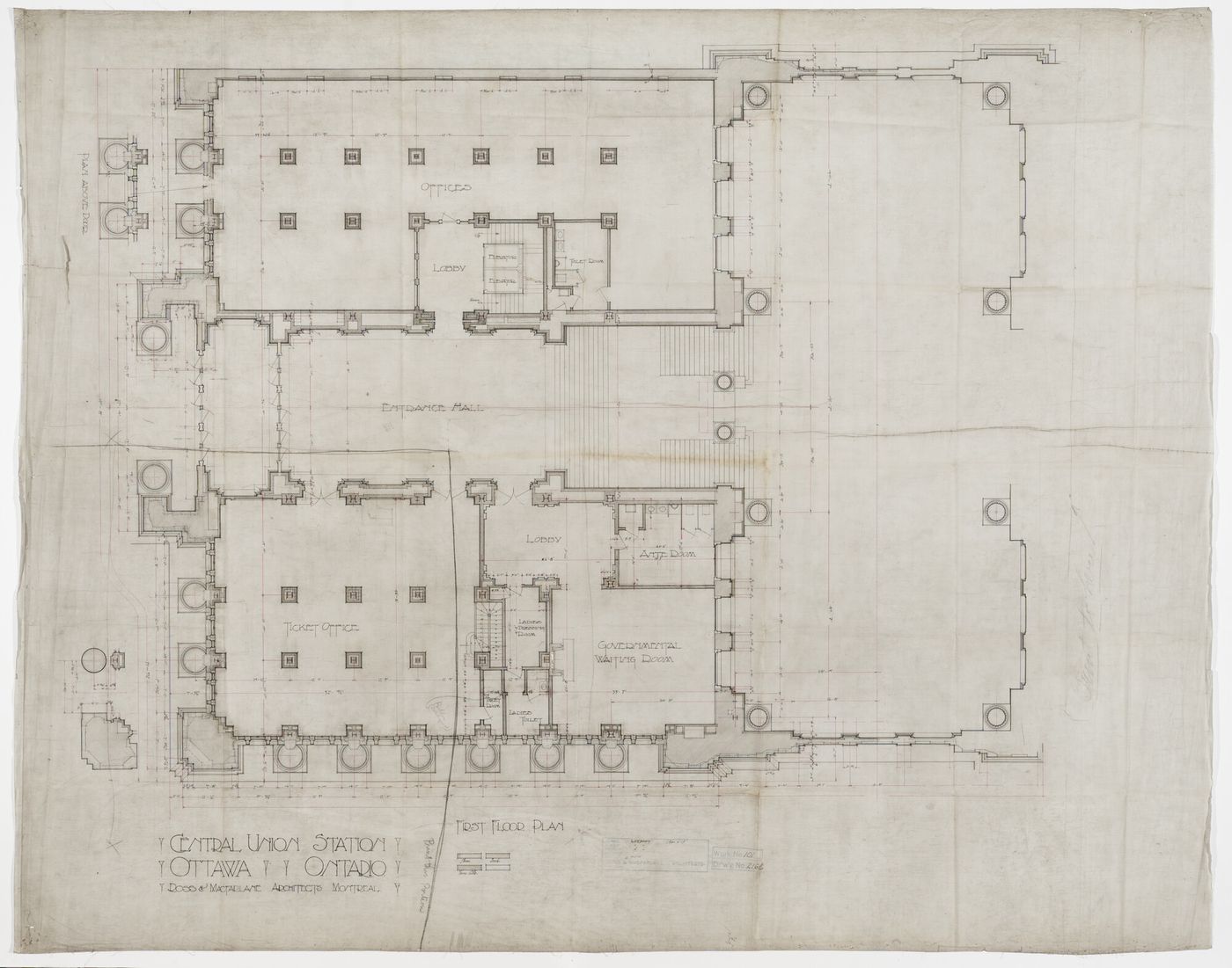 First floor plan for Central Union Passenger Station, Ottawa, Ontario