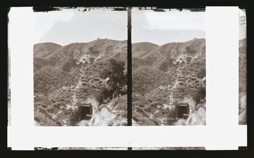 Stereograph of the south end of the San Fernando Tunnel, California, United States of America