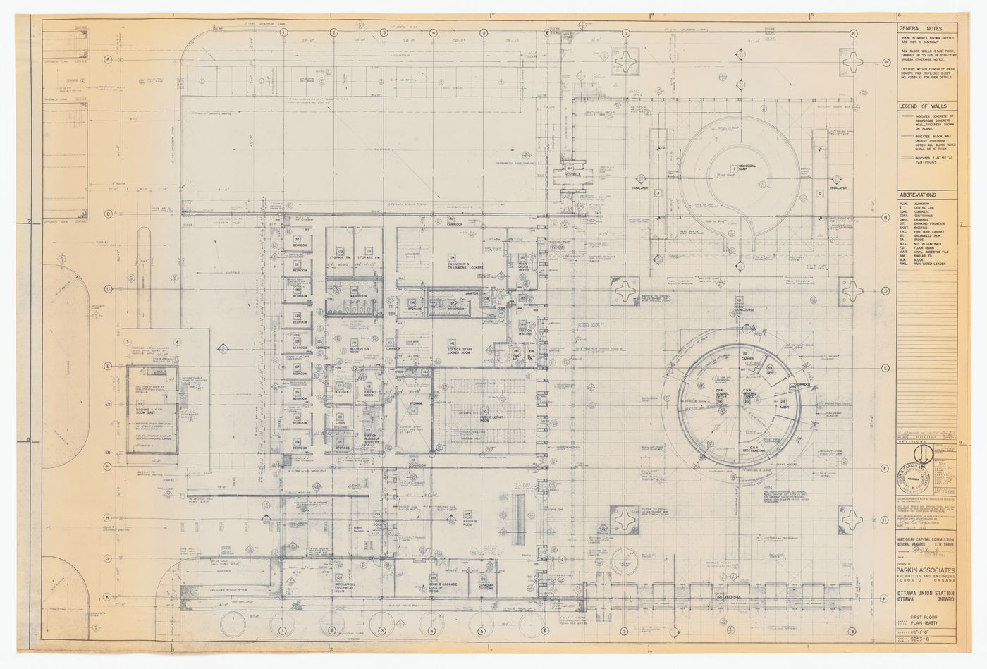 East first floor plan for Ottawa Union Station, Ottawa, Ontario