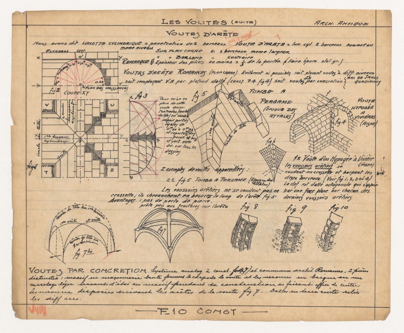 Notes de cours relatives à des types de voûtes