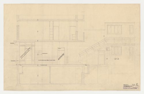 Section for a type E store and housing unit, Hellerhof Housing Estate, Frankfurt am Main, Germany