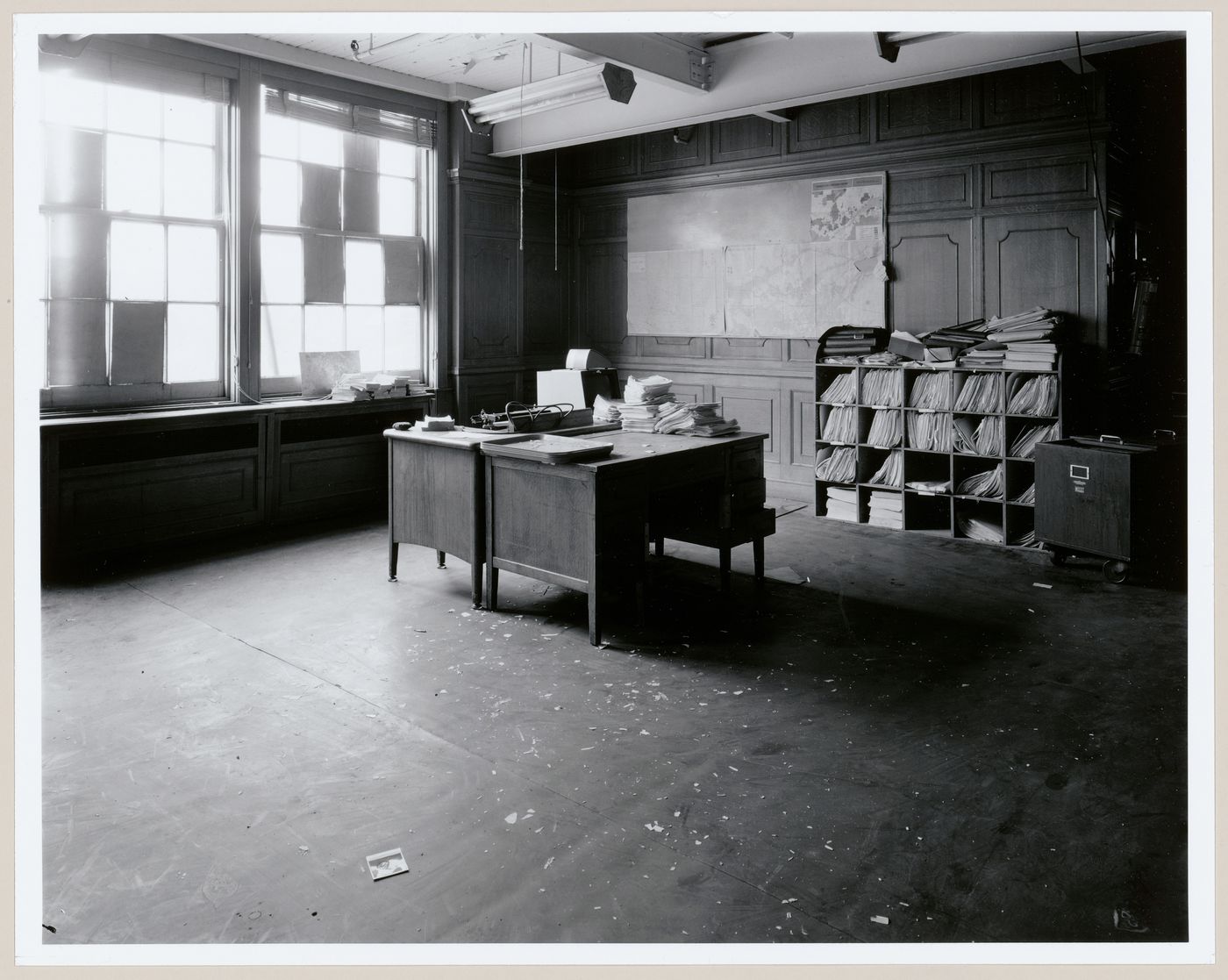 Interior view of the main office area on the second floor of the administration building of the Belding Corticelli Spinning Mill, Montréal, Québec