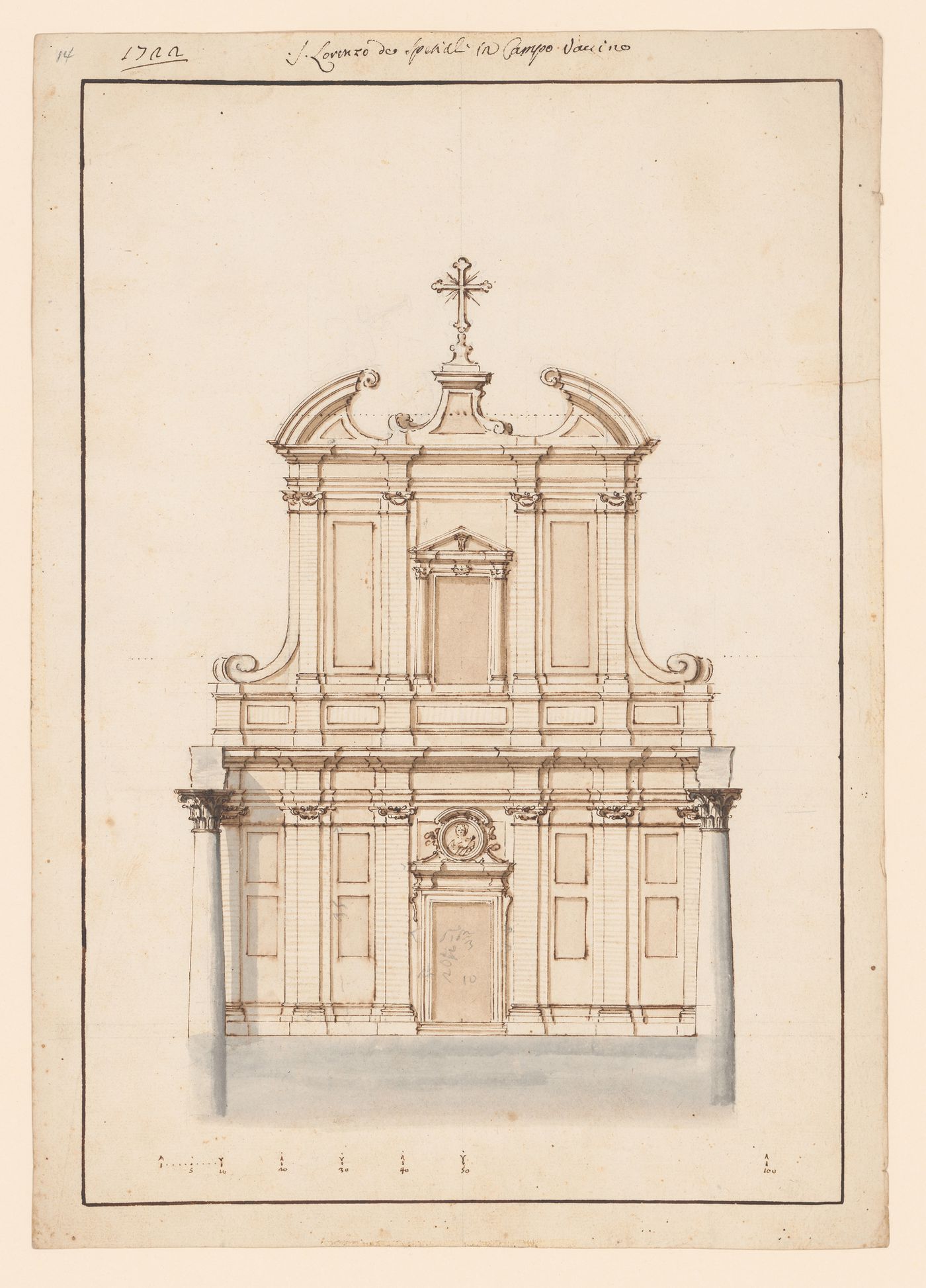 Elevation for the façade of San Lorenzo in Miranda, Rome