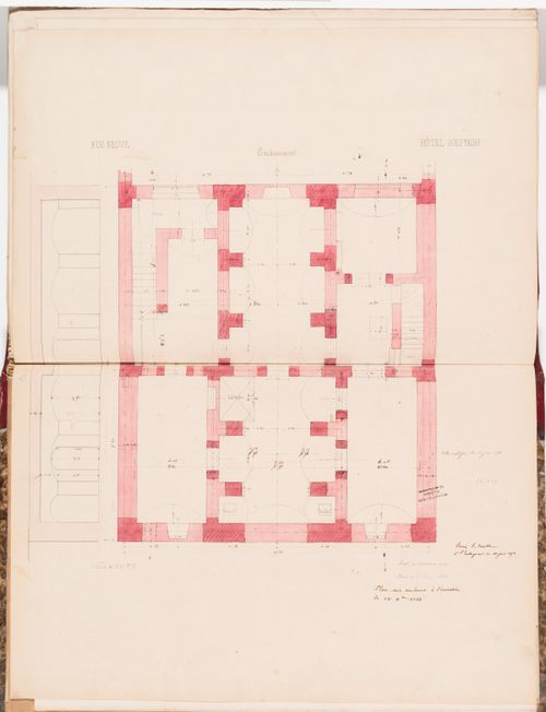 Plan and section for the "soubassement" stonework, Hôtel Soltykoff