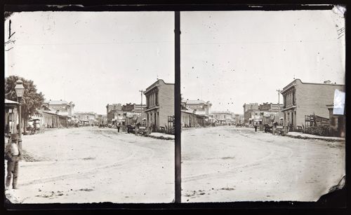 Stereograph of Spring Street, Los Angeles, California, United States of America