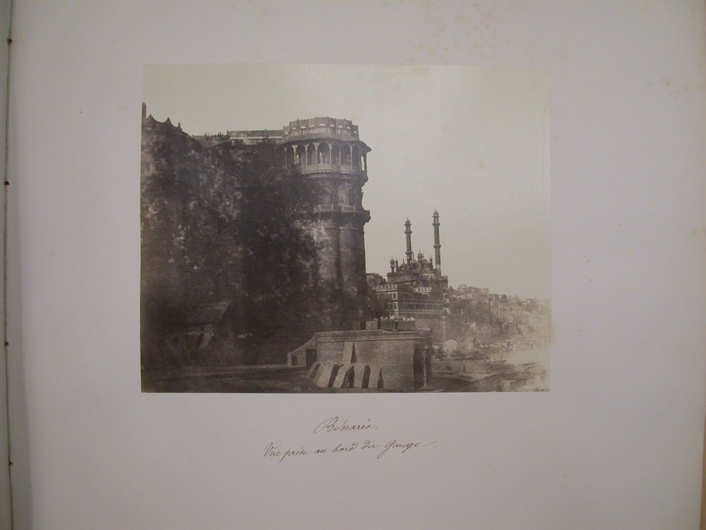 View of Benares (now  Varanasi) showing the Panchaganga Ghat, the mosque, temples and the port in the background, India