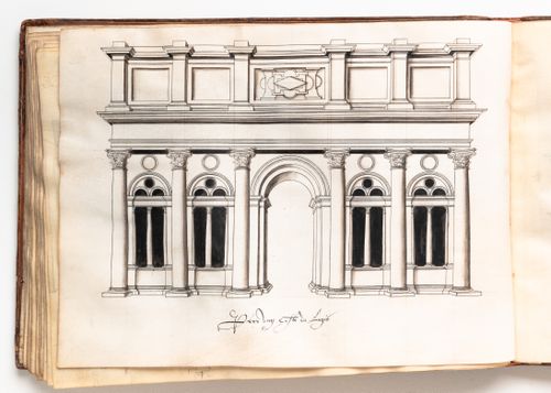 Perspectival side elevation for a residence