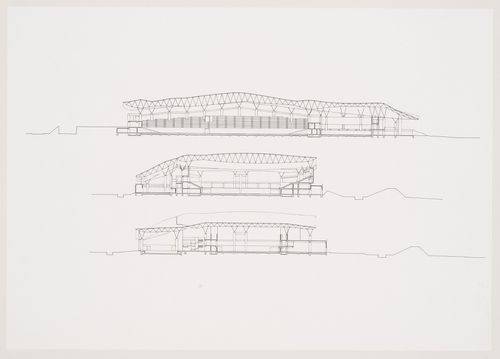 Sections plan, Odawara Municipal Sports Complex, Odawara, Kanagawa, Japan