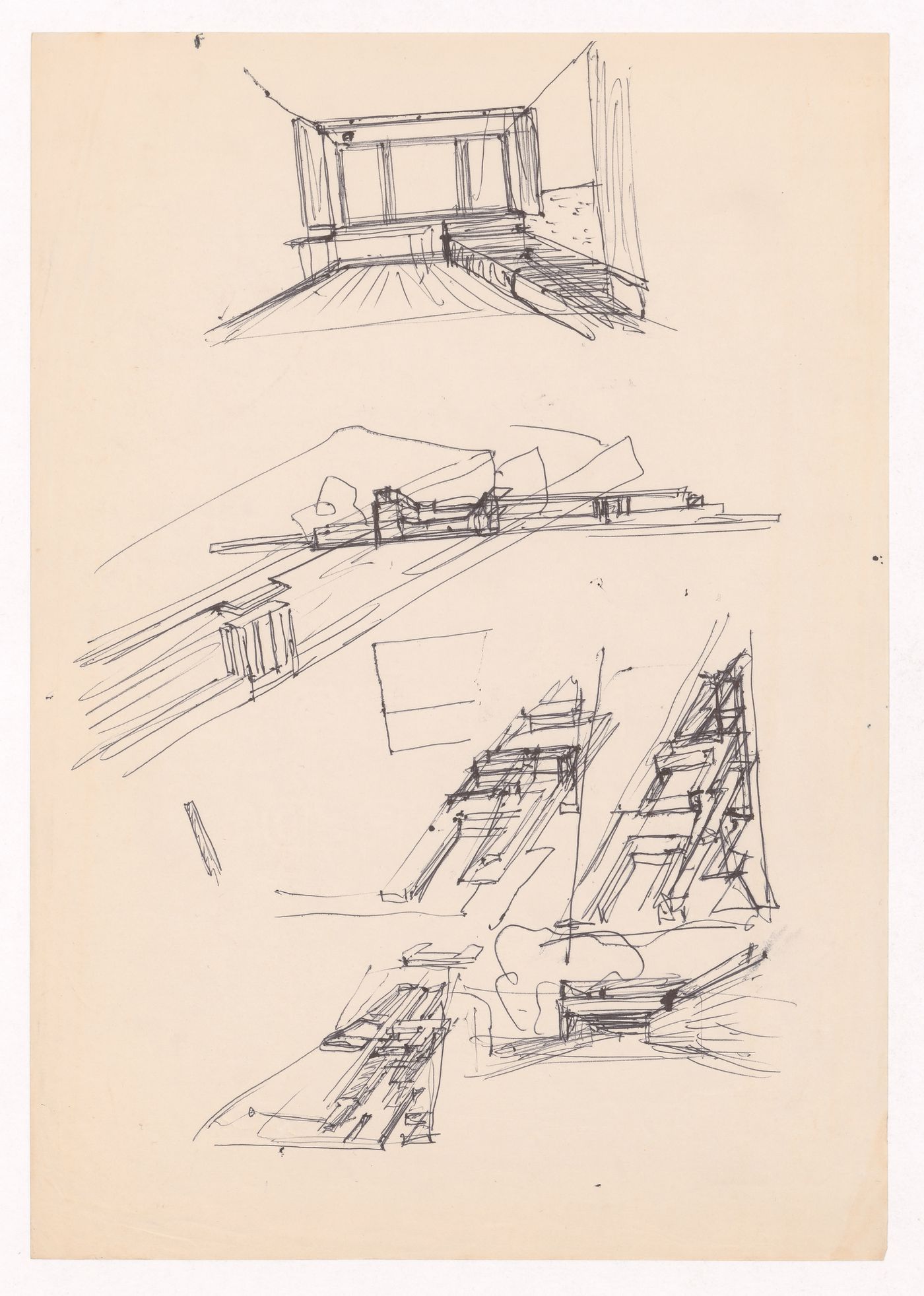 Sketch perspective and axonometric views for Habitação A. Felgueiras, Porto, Portugal