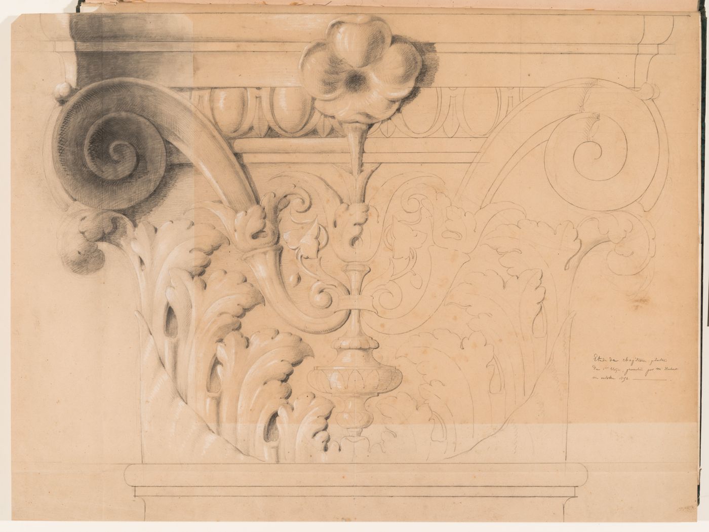 Elevation for a Corinthian pilaster capital for the first floor, Hotel Soltykoff, Paris
