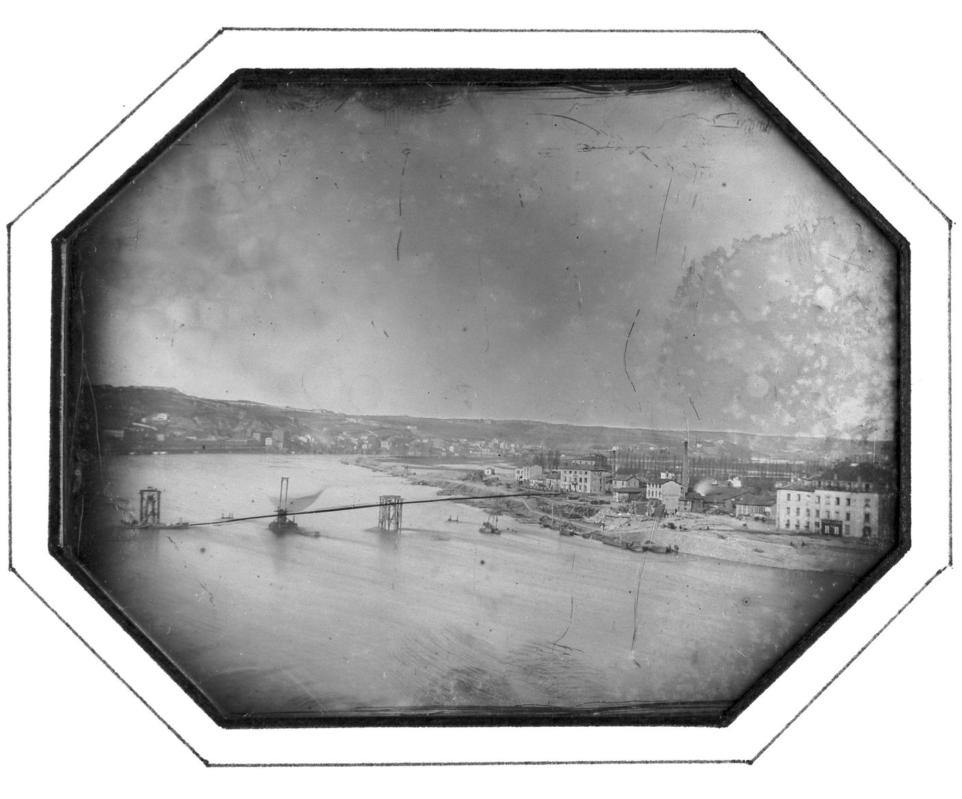 View of a bridge under construction, Lyon, France