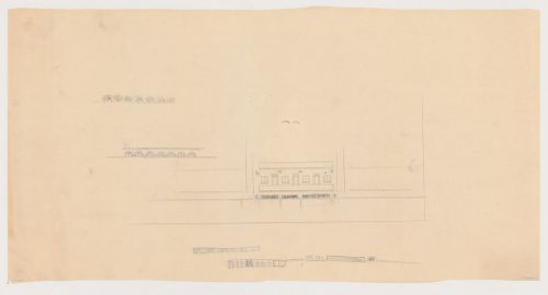 Sketch elevation for windows and doors to a balcony, elevations for exterior ornaments and a doodle, possibly for the Central Savings Bank, Rotterdam, Netherlands
