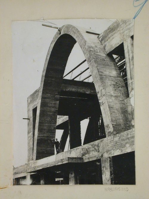 View of the Central Palace for the Exhibition of Contemporary Culture under construction, Brno, Czechoslovakia (now Czech Republic)