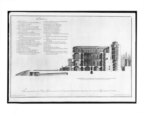 Sectional elevation of the Palazzo Farnese at Caprarola