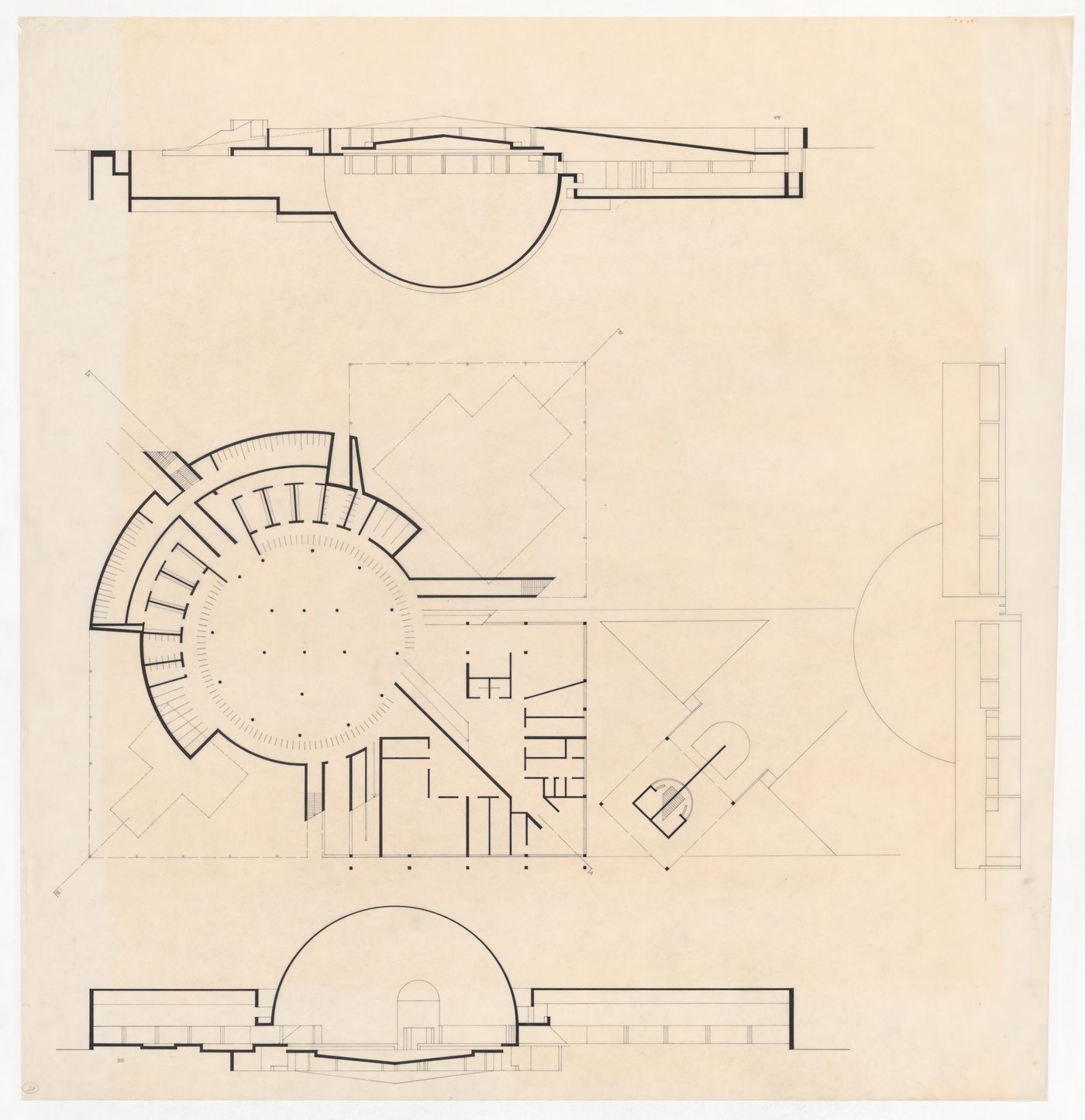 Plan and sections for Görlitzer Bad swimming pool, Berlin, Germany