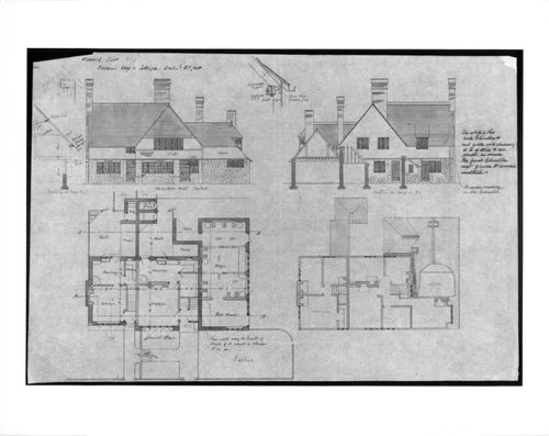 Kinmel Park - 'Proposed Forge & Cottages', plans, elev, sect.