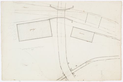 Partial site plan for Domaine de La Vallée, including a grange, a bridge and a stable
