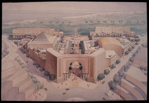 View of rendered perspective for Hamma Government Complex, Algiers, Algeria