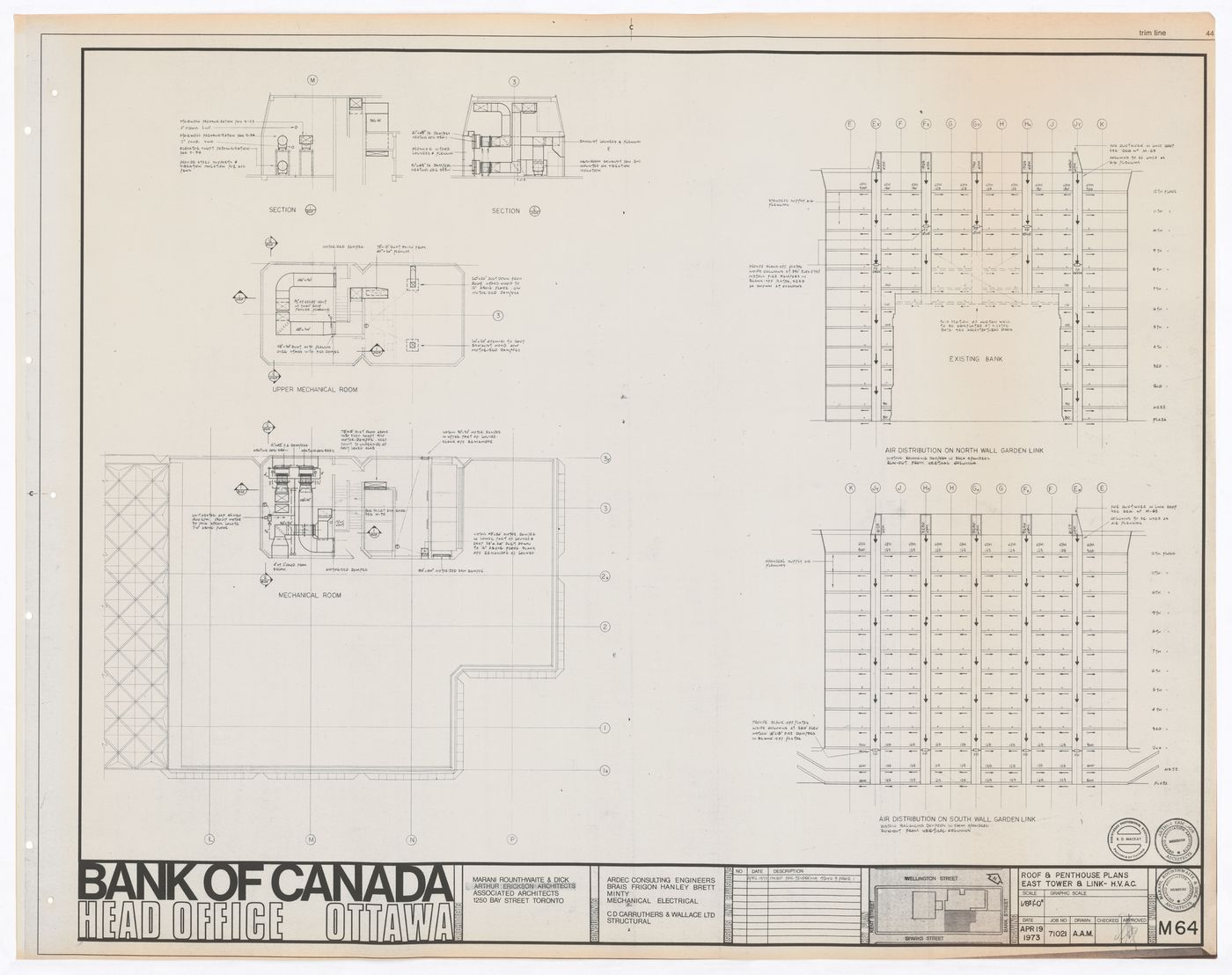 Mechanical drawings for Bank of Canada Building, Ottawa, Ontario