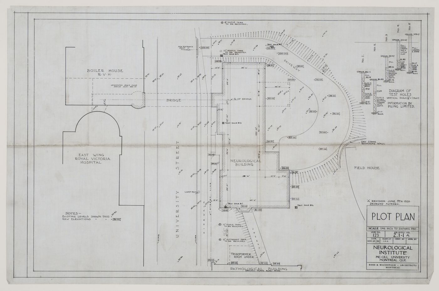 Montréal Neurological Institute, Montréal, Québec: site plan