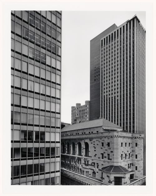 View from Royal Bank of Canada towards Chase Manhattan Bank and Federal Reserve Bank of New York, New York City, New York