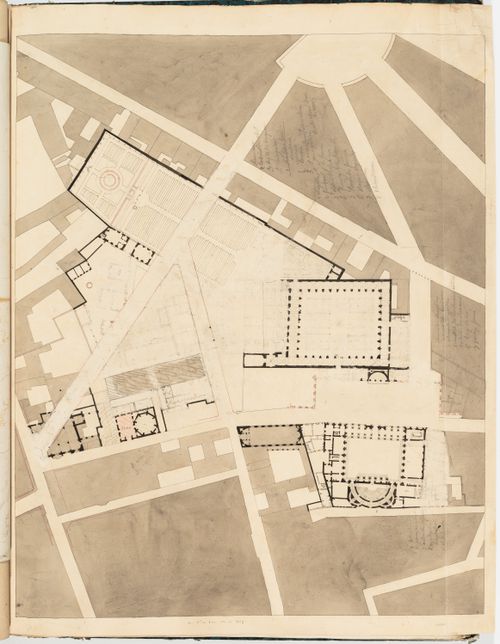 Project for the redevelopment of the École de médecine and surrounding area, Paris: Site plan showing additions and alterations to the buildings