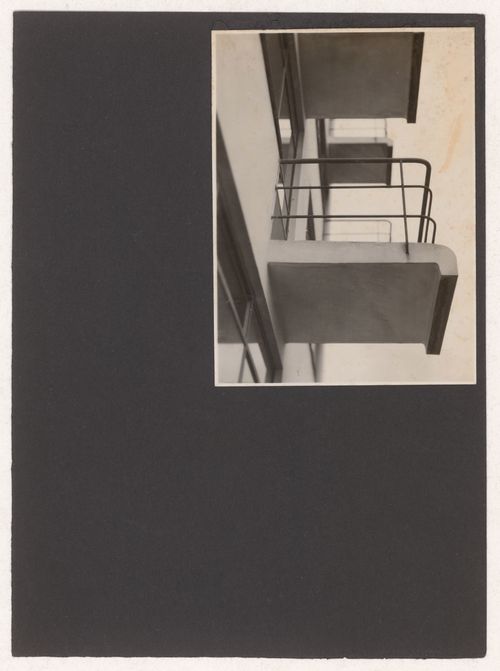 Exterior view of the studio wing of the Bauhaus building showing balconies, Dessau, Germany