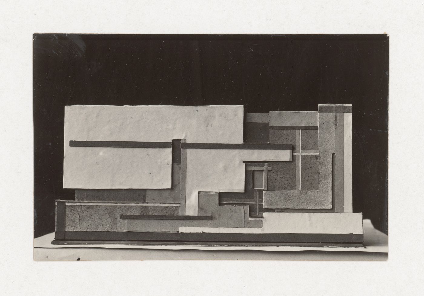 Photograph of a student model on the topic "Architectonic Design of the Frontal Surface" for the "Space" course at the Vkhutemas (Higher State Artistic Technical Studios), Moscow