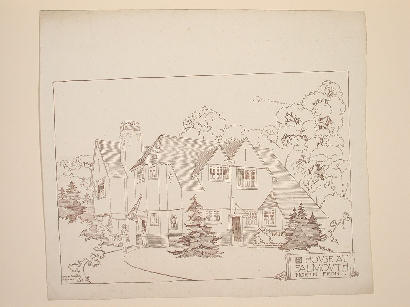 Perspectival view showing the north front of a house at Falmouth, England
