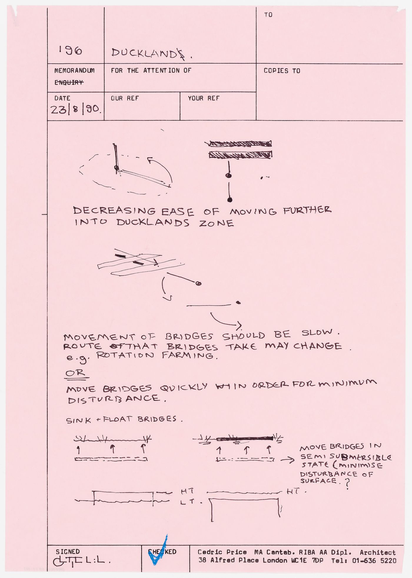 Duck Land: memorandum about bridges, for the attention of Cedric Price