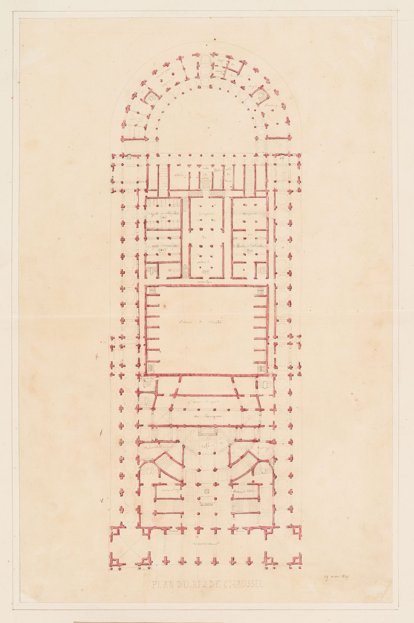 Ground floor plan for an opera house for the Académie royale de musique