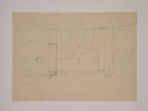 Various documents and drawings including furniture design and office renovation: File G 701