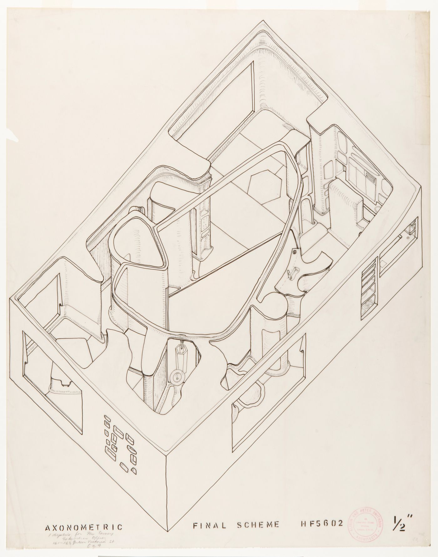 House of the Future, Daily Mail Ideal Homes Exhibition, London, England: axonometric of the final scheme