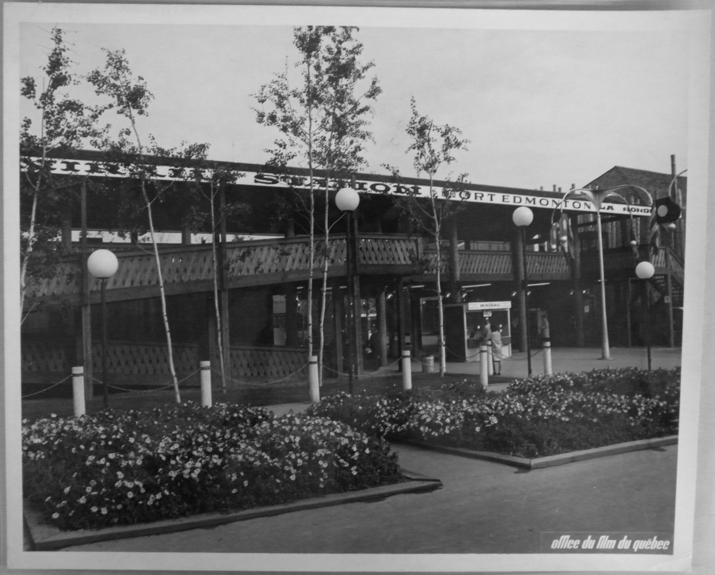 View of the minirail station at the Fort Edmonton-Pioneerland at La Ronde, Expo 67, Montréal, Québec