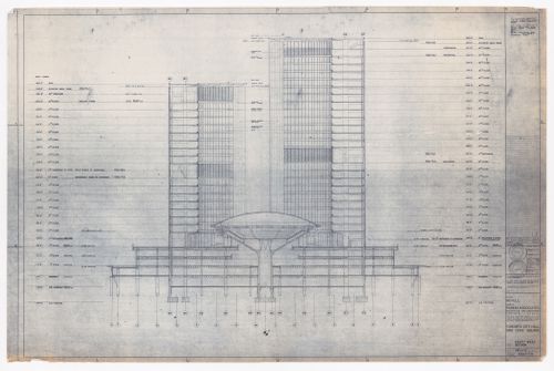 East-west section for Toronto City Hall and Civic Square, Toronto