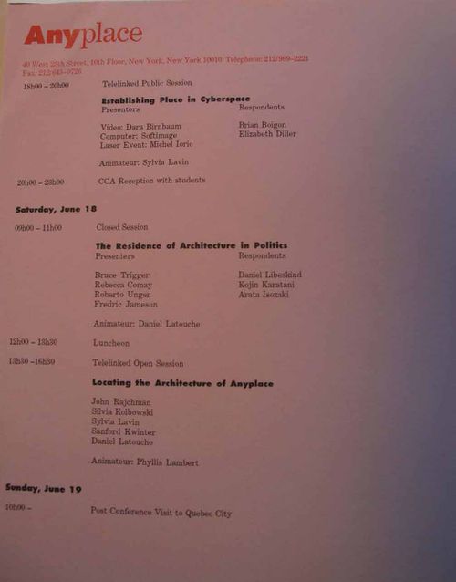 Program for the fourth Any conference