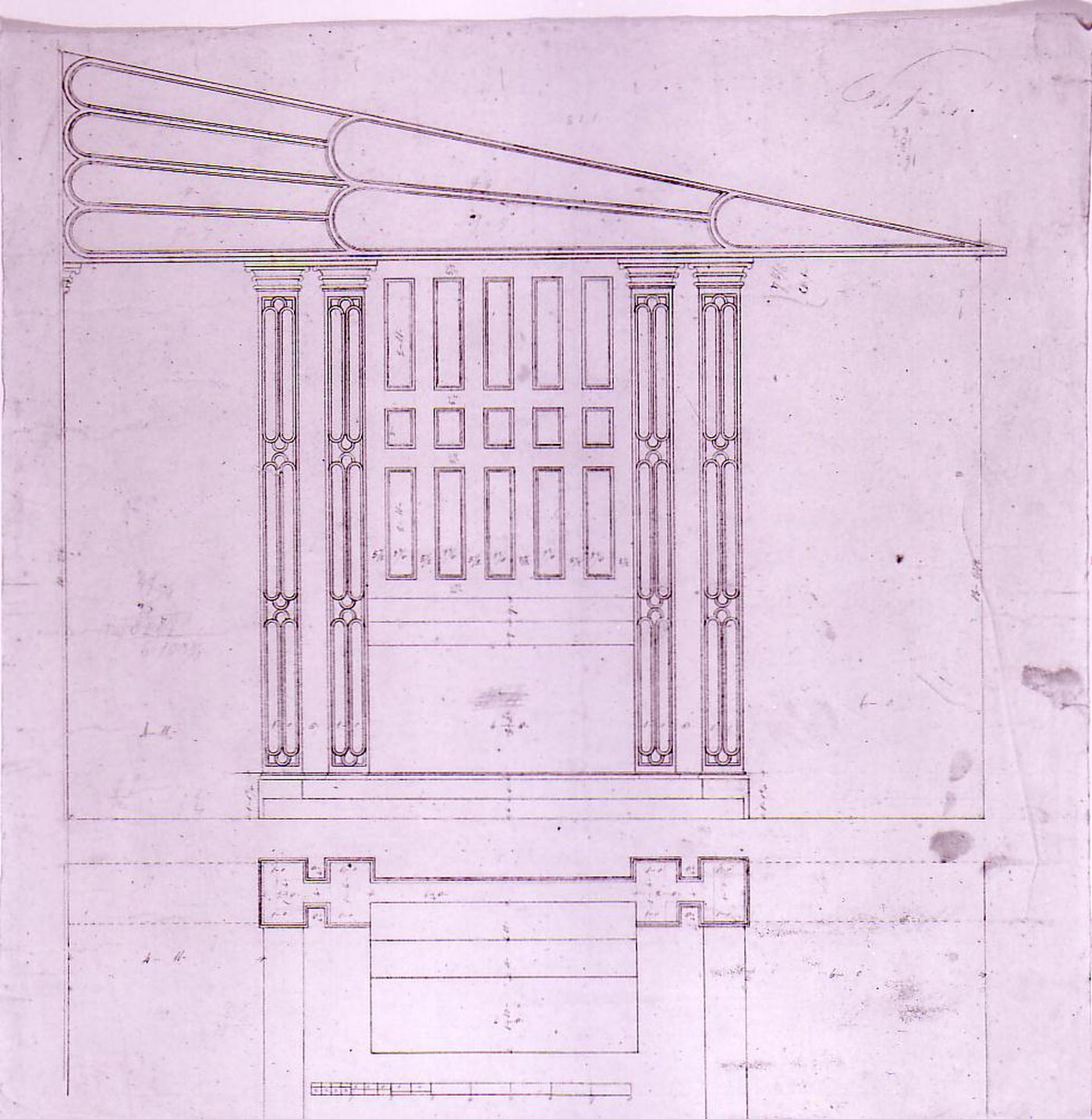 Plan and elevation for a side chapel [?] for Notre-Dame de Montréal