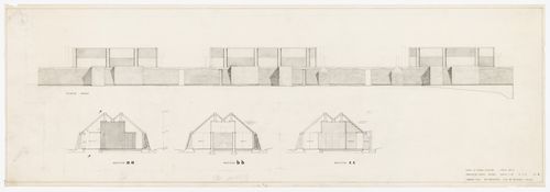 Elevation of west façade and sections for Case di Palma, Stintino, Italy