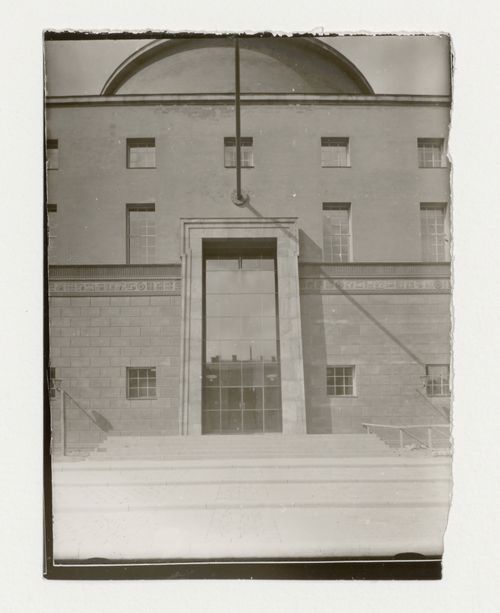 View of the prinicipal façade of Stockholm Public Library showing the main entrance, 51-55 Odengatan, Stockholm
